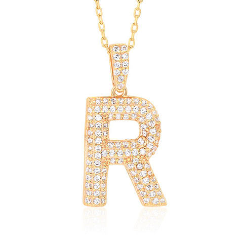 Initial Necklace in Gold-Plated Sterling Silver