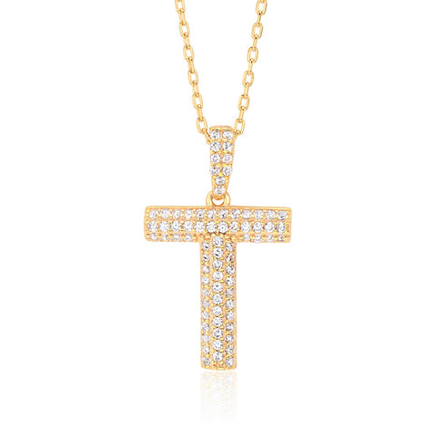 Initial Necklace in Gold-Plated Sterling Silver