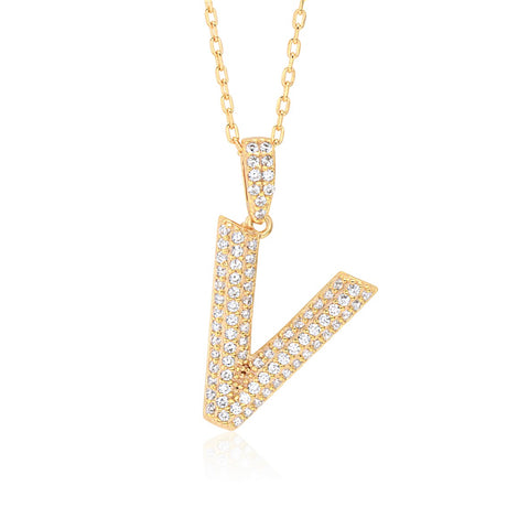 Initial Necklace in Gold-Plated Sterling Silver