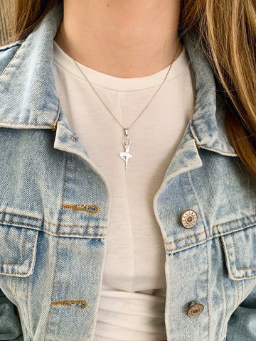 Sterling Silver & Sterling Silver Rose Gold Plated Ballet Dancer Pendant Necklace for Girls on Cable Chain 16 inches