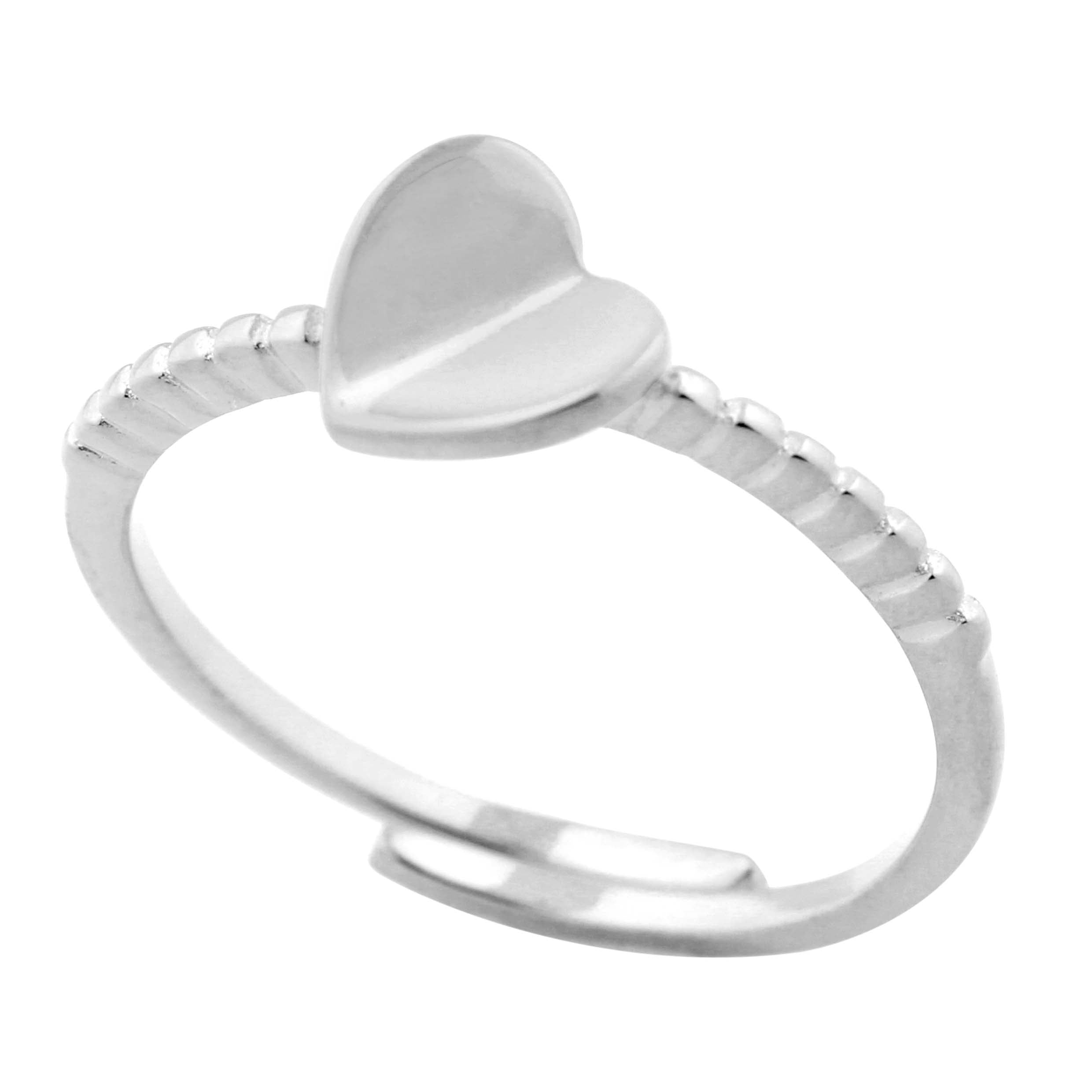 Adjustable Heart Ring in Sterling Silver