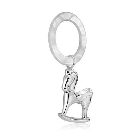 UNICORNJ Sterling Silver Keepsake Baby Rattle Rocking Horse | Complete with Gift Box | Gift for Baby | Made in Italy