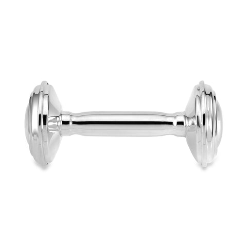 UNICORNJ Sterling Silver Keepsake Baby Rattle Barbell Personalized with Engraved Initials or Name | Complete with Gift Box | Gift for Baby | Made in Italy