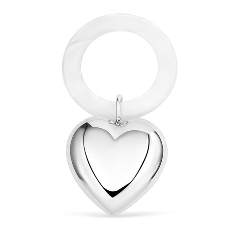 UNICORNJ Sterling Silver Keepsake Baby Rattle Teether Heart Personalized with Engraved Initials or Name | Complete with Gift Box | Gift for Baby | Made in Italy