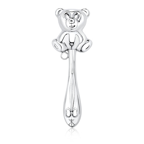 UNICORNJ Sterling Silver Keepsake Baby Rattle Teddy Bear Victorian Style | Complete with Gift Box | Gift for Baby | Made in Italy