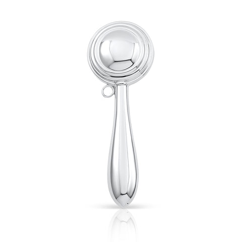UNICORNJ Sterling Silver Keepsake Baby Rattle Victorian Style Round Personalized with Engraved Initials or Name | Complete with Gift Box | Gift for Baby | Made in Italy