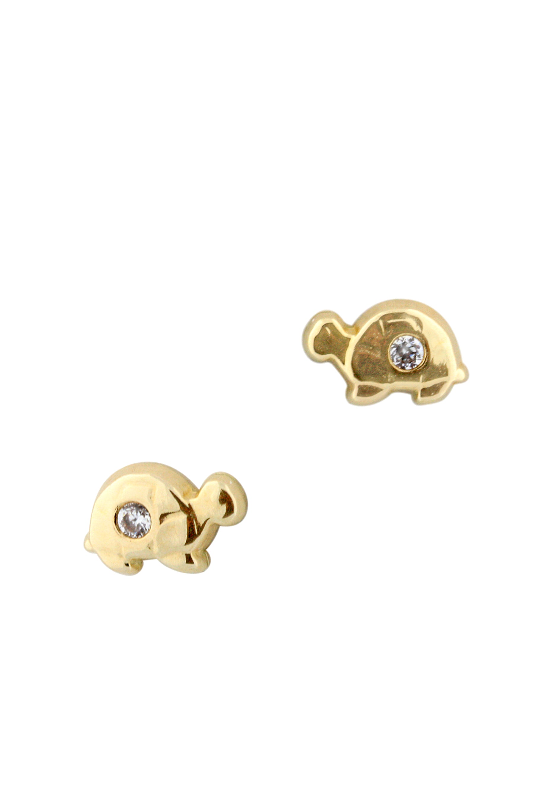 Massete Childrens 14K Gold Screwback Earrings Stud Turtle - Massete