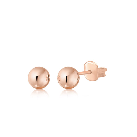 10K Yellow White Rose Gold Polished Stud Ball Earrings 5mm