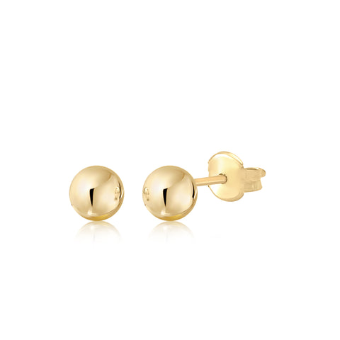 10K Yellow White Rose Gold Polished Stud Ball Earrings 5mm